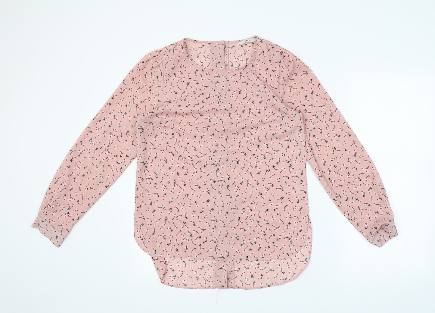 George Womens Pink Floral  Basic Button-Up Size 8  - back fastening