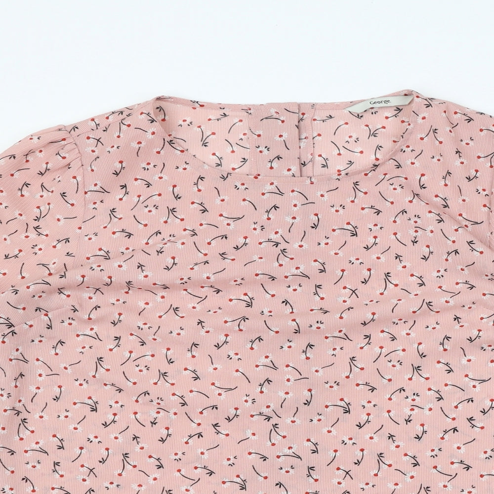 George Womens Pink Floral  Basic Button-Up Size 8  - back fastening