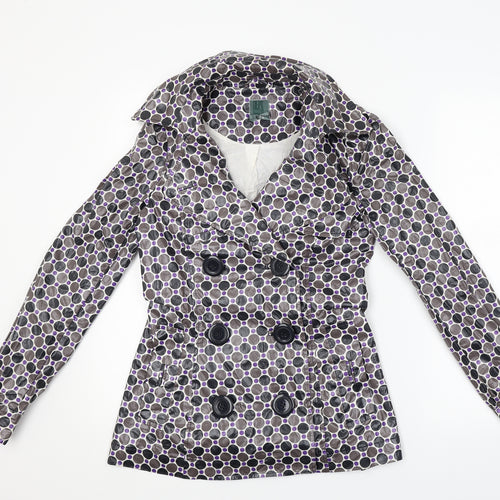 DEPT Womens Brown Polka Dot  Rain Coat Coat Size XS