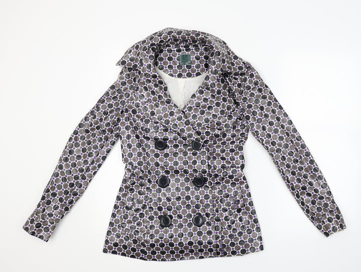DEPT Womens Brown Polka Dot  Rain Coat Coat Size XS