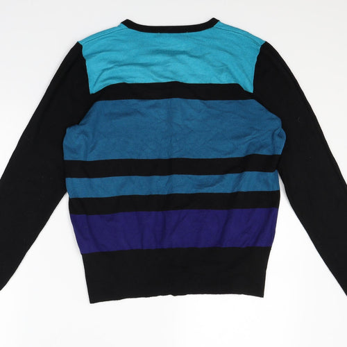 Marks and Spencer Womens Black Striped Knit Cardigan Jumper Size 14
