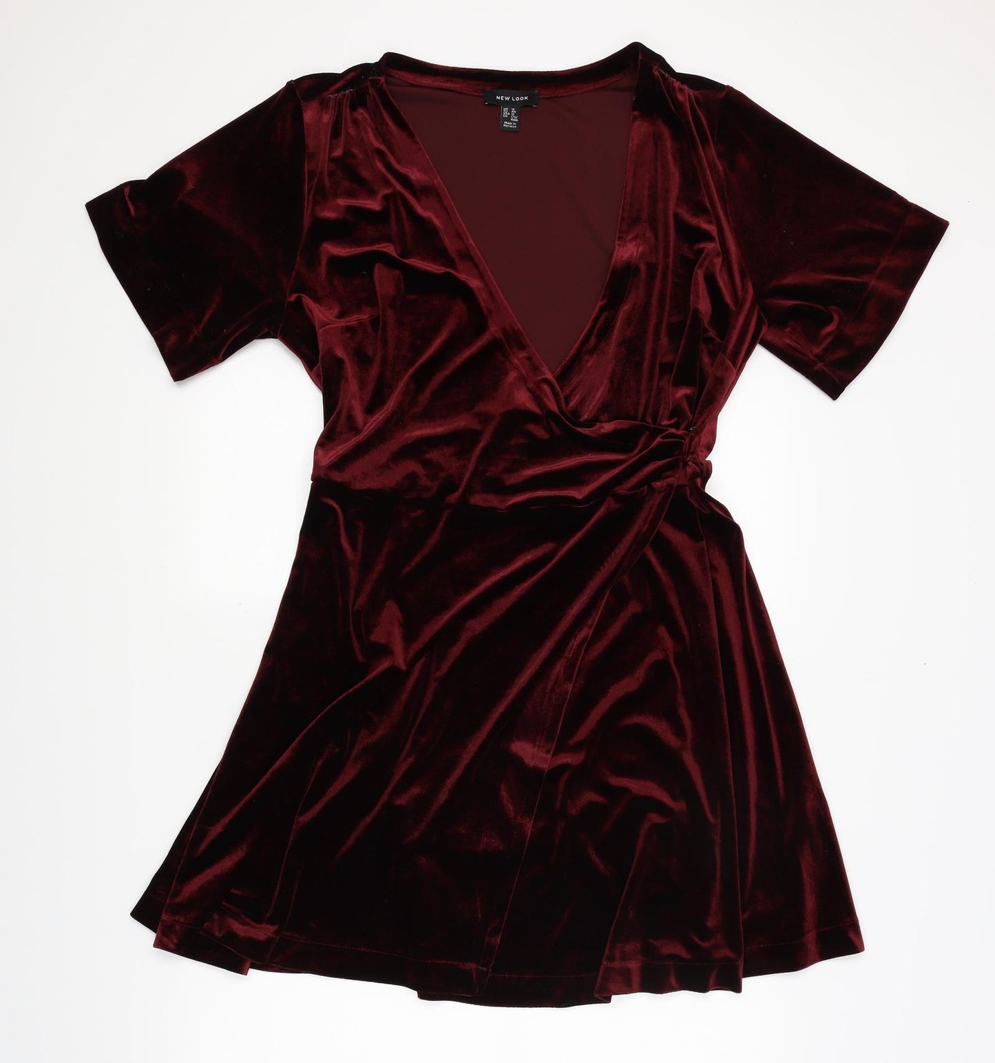 New Look Womens Red  Velvet Wrap Dress  Size 16