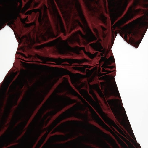 New Look Womens Red  Velvet Wrap Dress  Size 16
