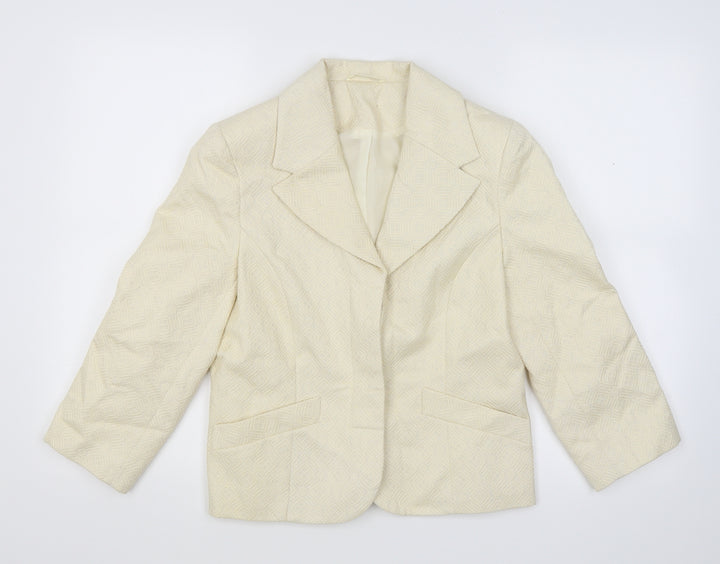 Littlewoods Womens Ivory Geometric Jacket Suit Jacket Size 10