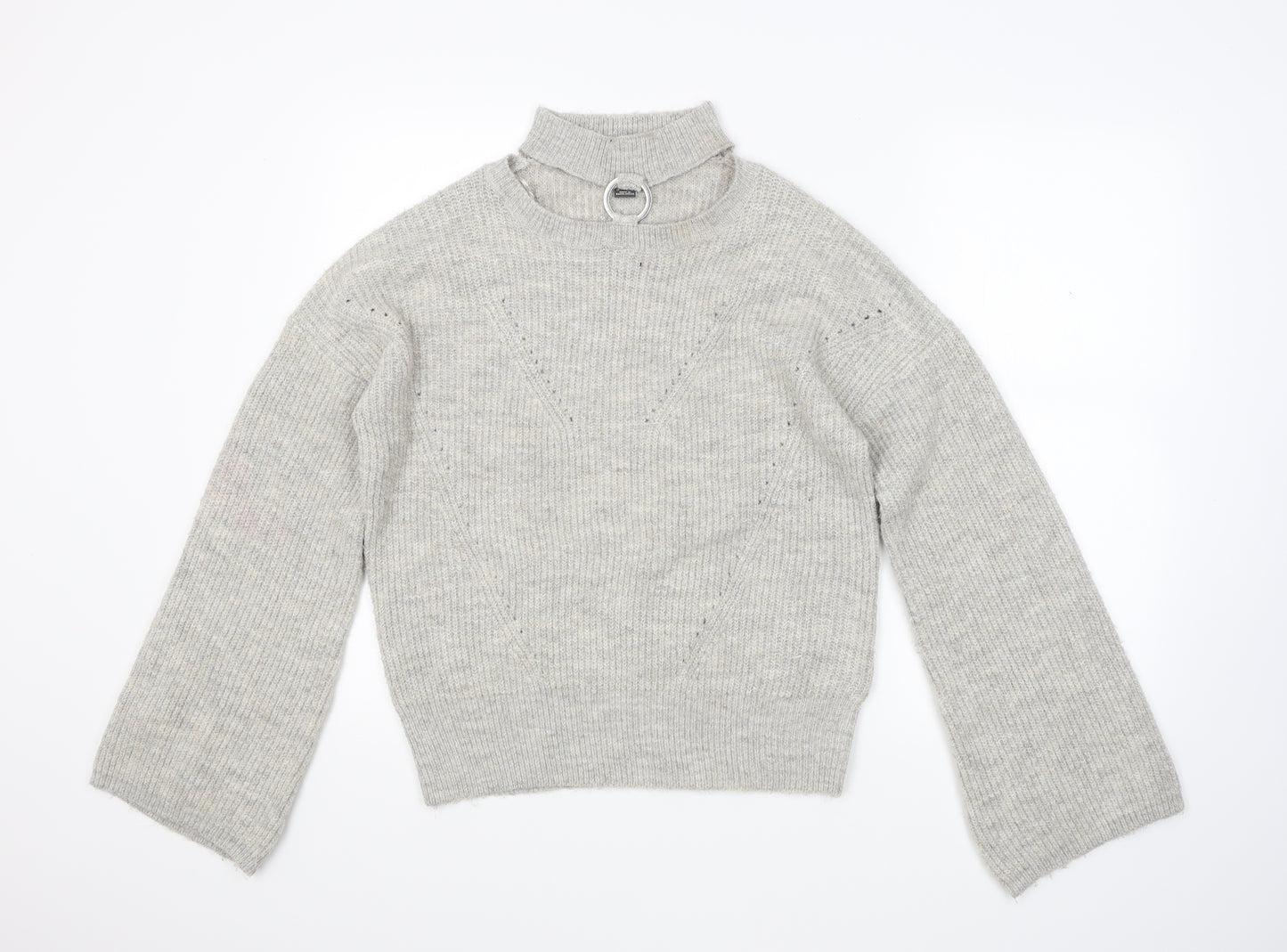 Primark Womens Grey  Knit Pullover Jumper Size M  - Flared Sleeves