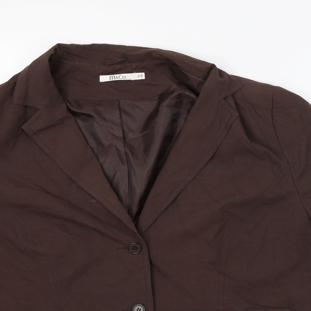 M&Co Womens Brown   Jacket  Size 24  - short sleeve