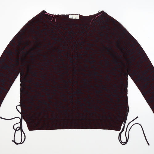 Cloud Chaser Womens Red  Knit Pullover Jumper Size L  - lace up sides