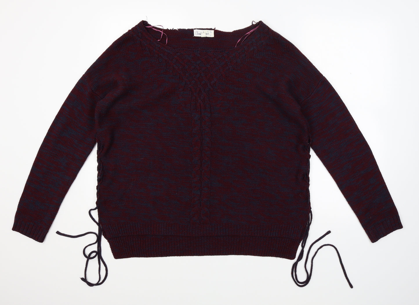 Cloud Chaser Womens Red  Knit Pullover Jumper Size L  - lace up sides
