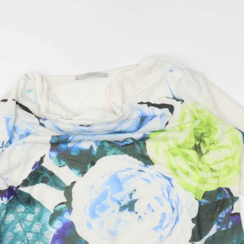 George Womens White Floral  Tunic T-Shirt Size 14