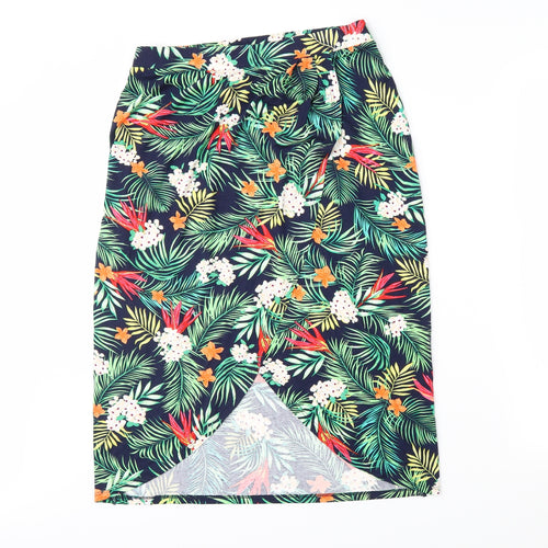 George Womens Green Floral  Wrap Skirt Size 12