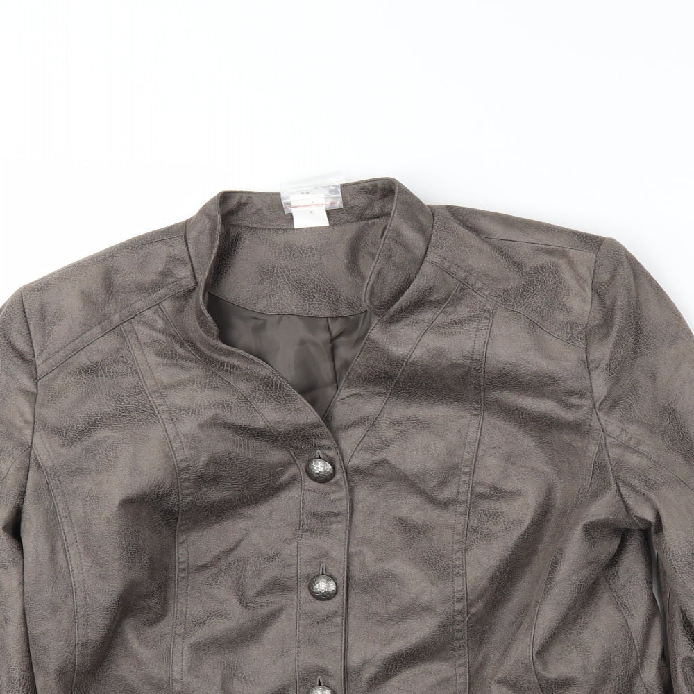 Preworn Womens Grey Animal Print  Jacket Blazer Size M