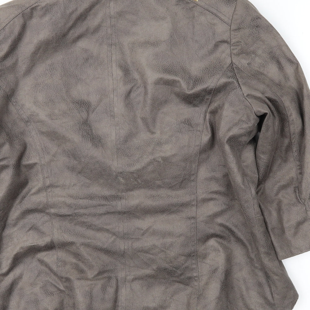 Preworn Womens Grey Animal Print  Jacket Blazer Size M