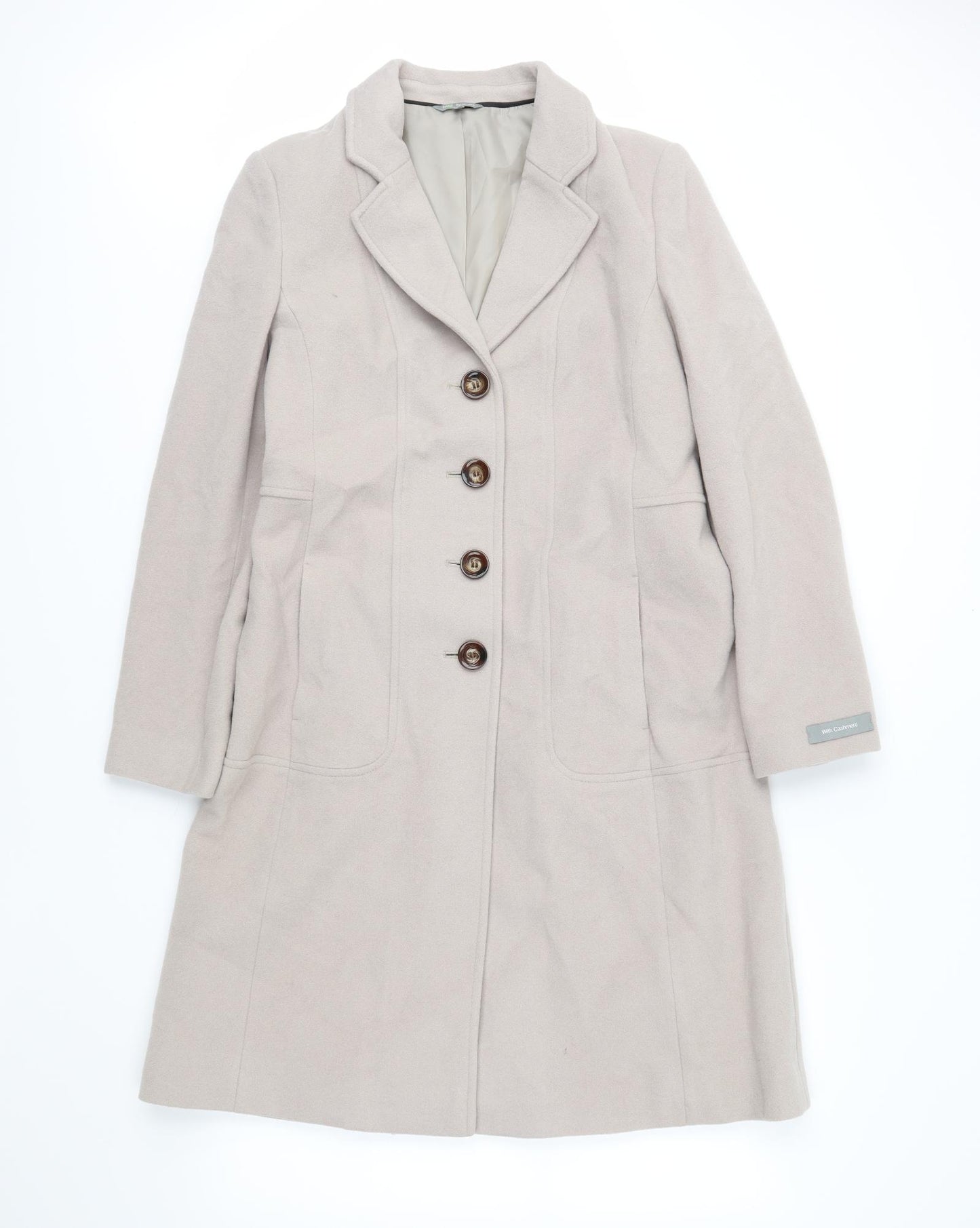 M&S Womens Beige   Overcoat Coat Size 10