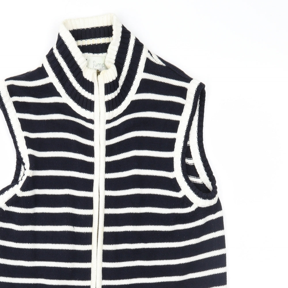 Jumper Womens Blue Striped  Full Zip Jumper Size M