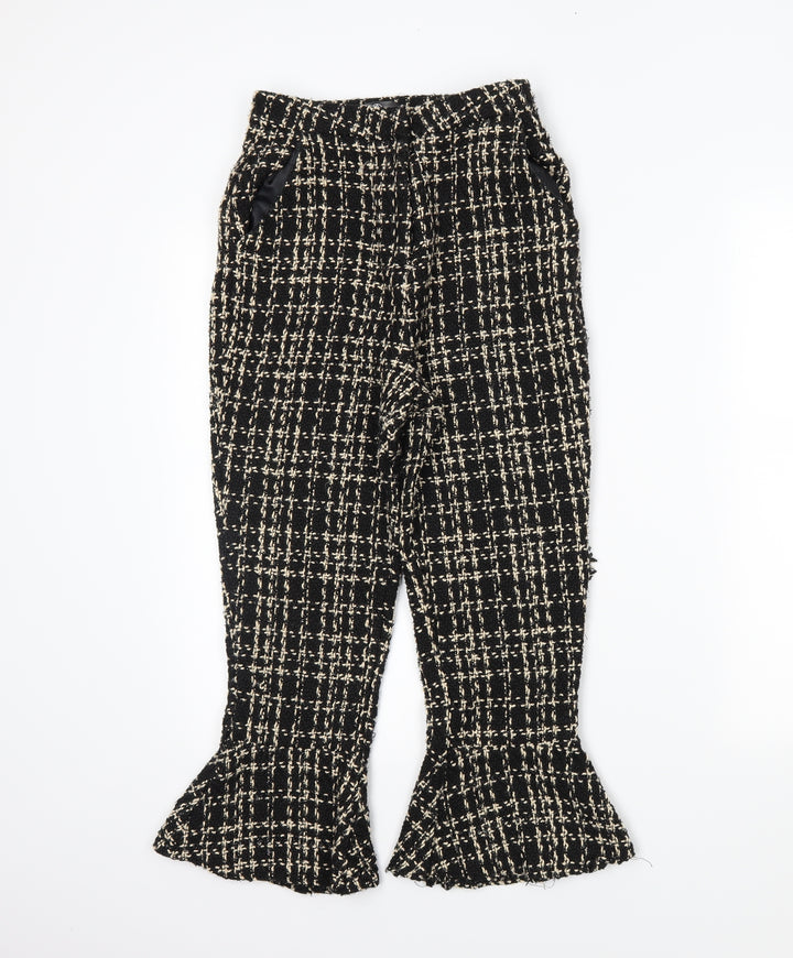 Missguided Womens Black Plaid Trousers Size 8 L22 in