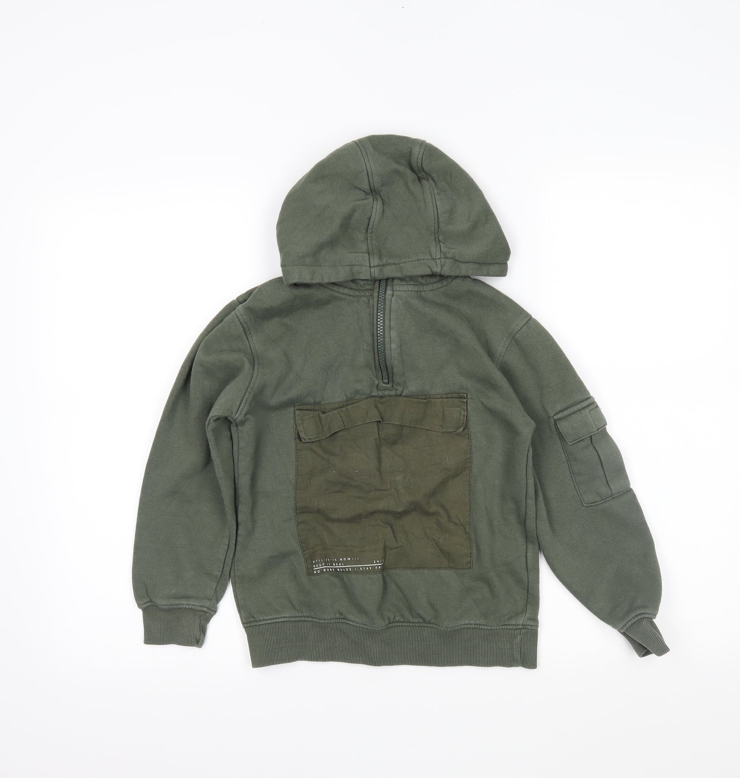 George Boys Green   Henley Hoodie Size 9-10 Years