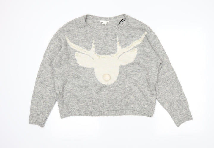 H&M Womens Grey   Pullover Jumper Size S