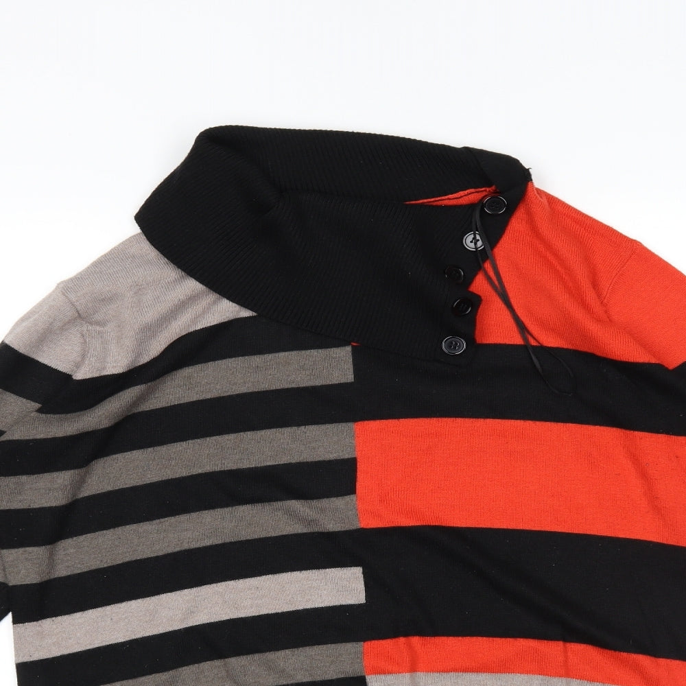 Roman Womens Black Striped  Pullover Jumper Size 18