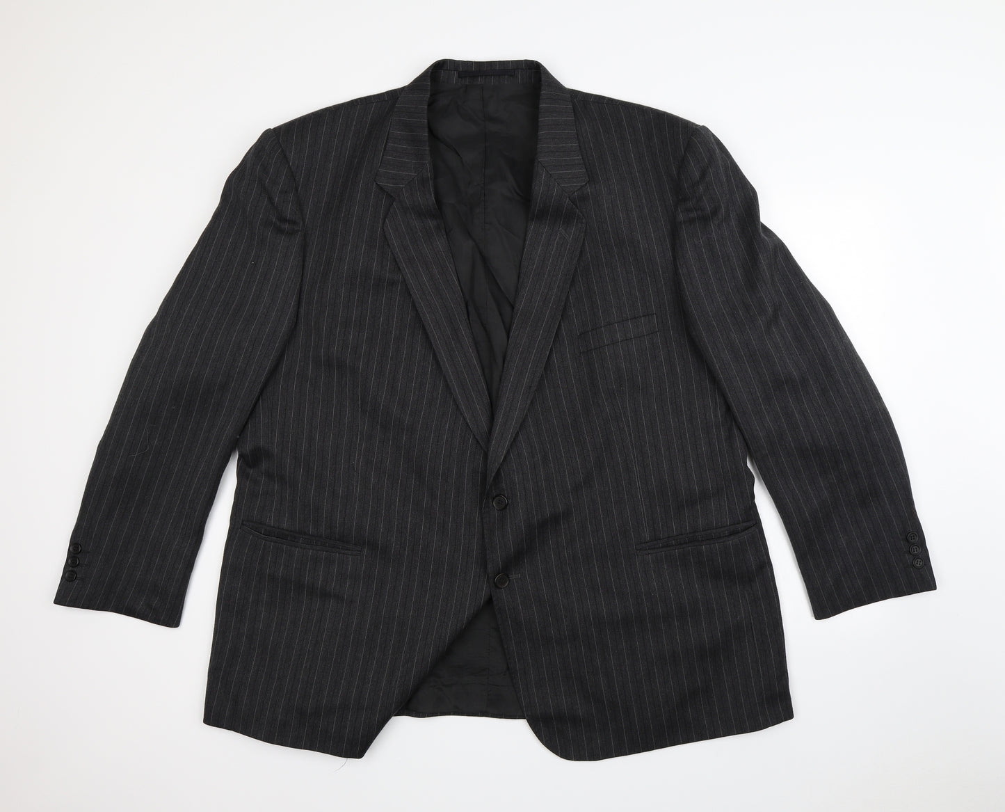 Preworn Mens Grey Striped  Jacket Blazer Size 2XL  - Shoulder Pads