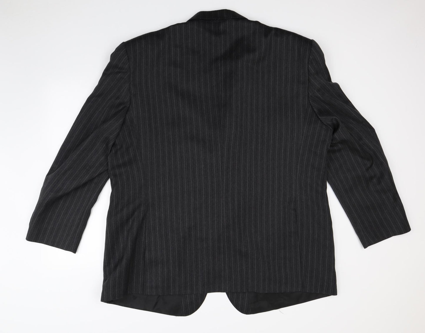 Preworn Mens Grey Striped  Jacket Blazer Size 2XL  - Shoulder Pads