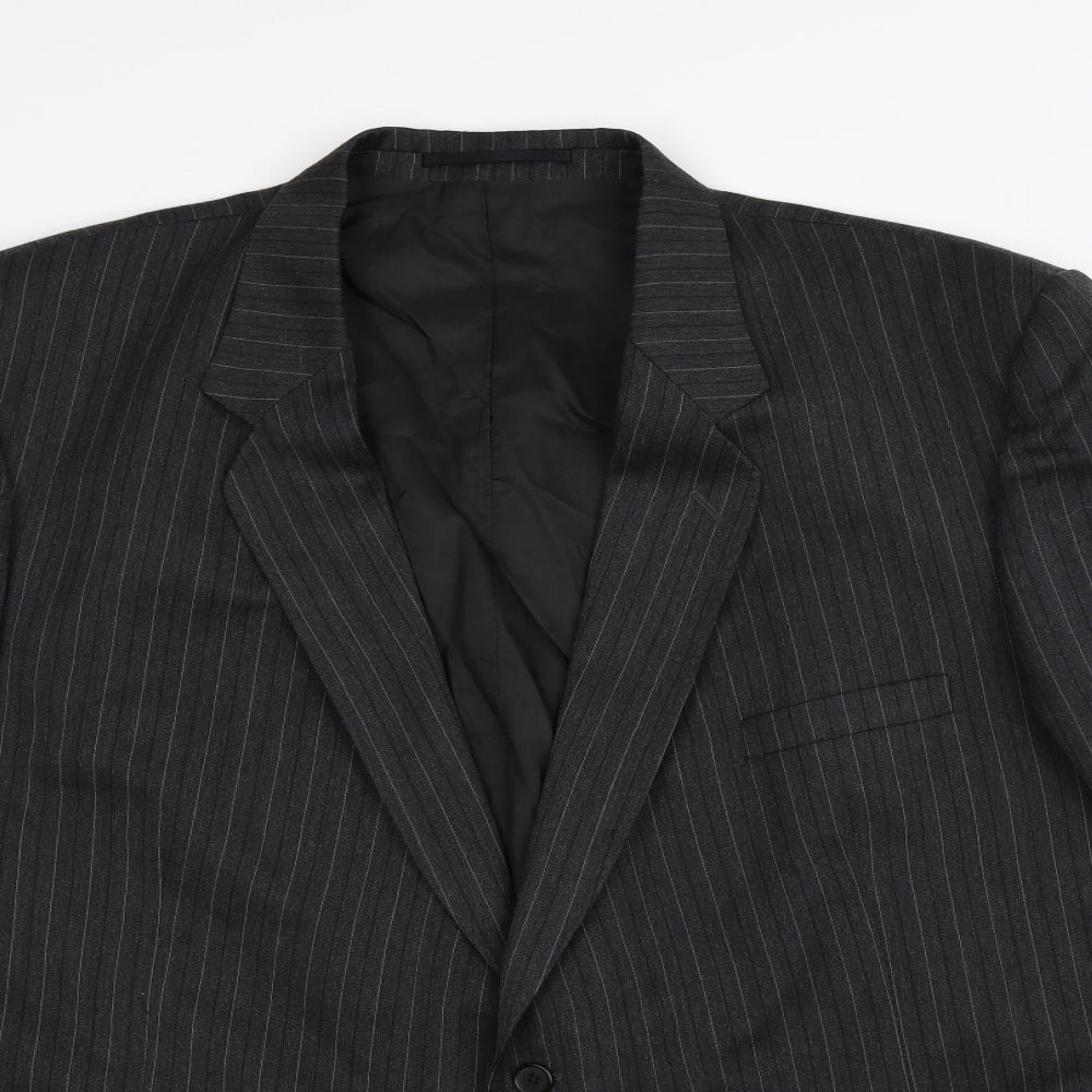 Preworn Mens Grey Striped  Jacket Blazer Size 2XL  - Shoulder Pads
