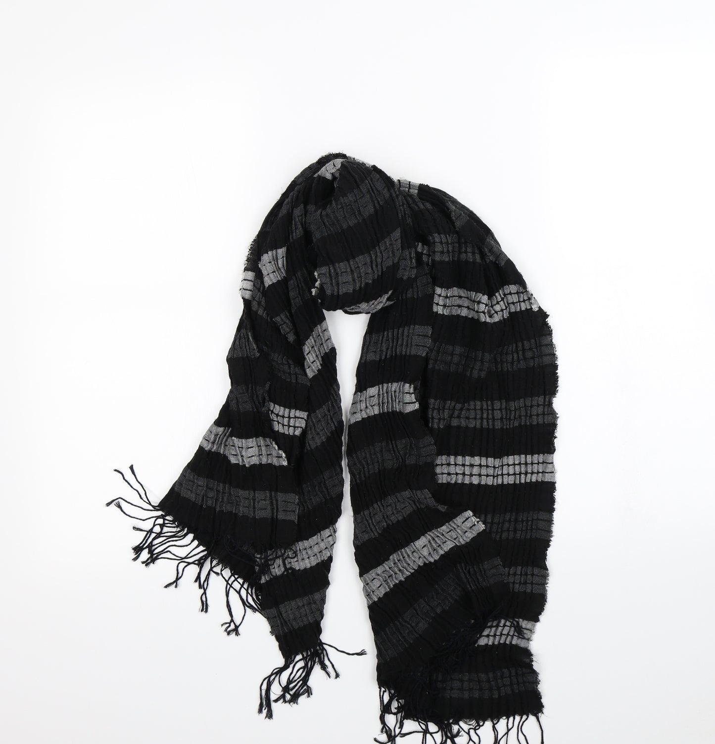 Preworn Womens Black Striped   Scarf