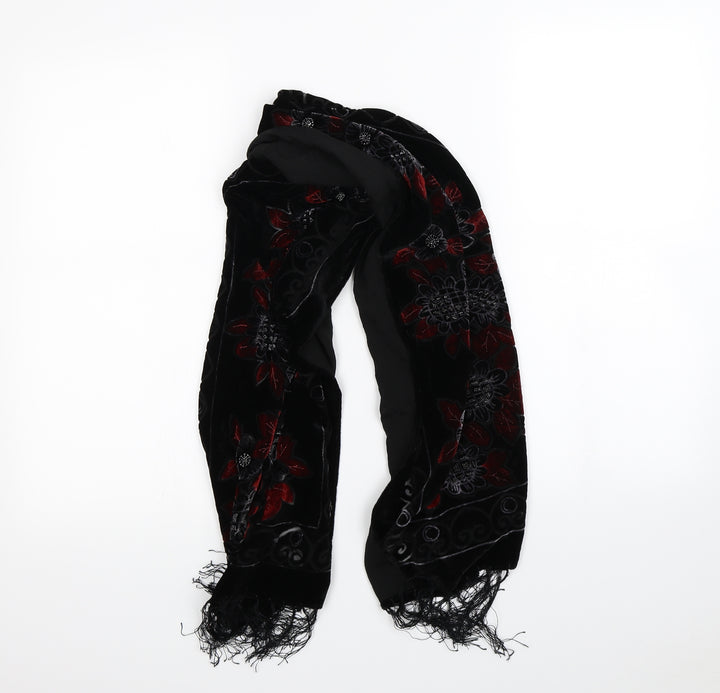 Preworn Womens Black Floral Scarf