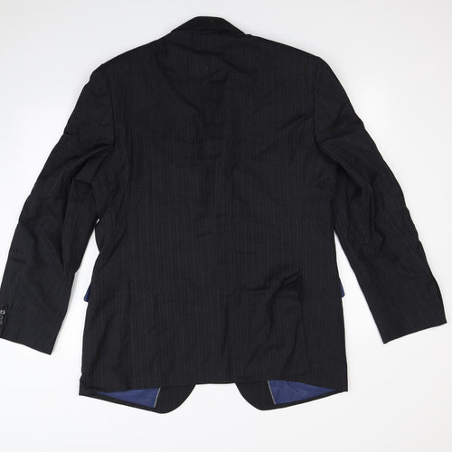Preworn Mens Black Striped  Jacket Blazer Size L