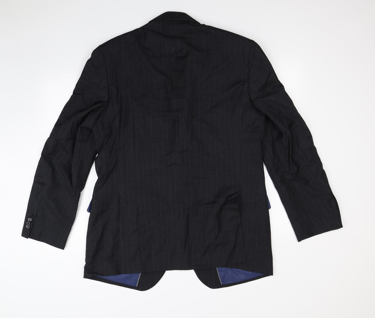 Preworn Mens Black Striped  Jacket Blazer Size L