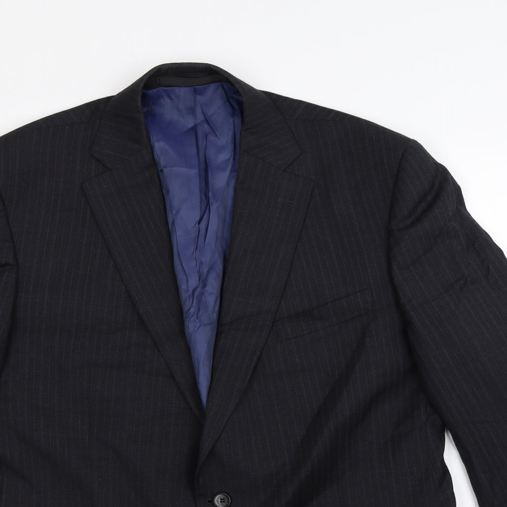 Preworn Mens Black Striped  Jacket Blazer Size L