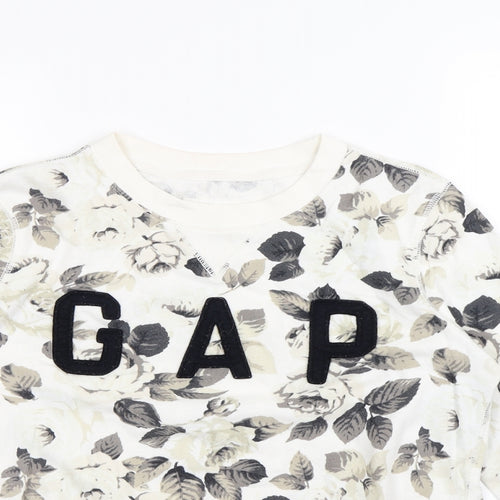 Gap Womens White Floral  Pullover Jumper Size M
