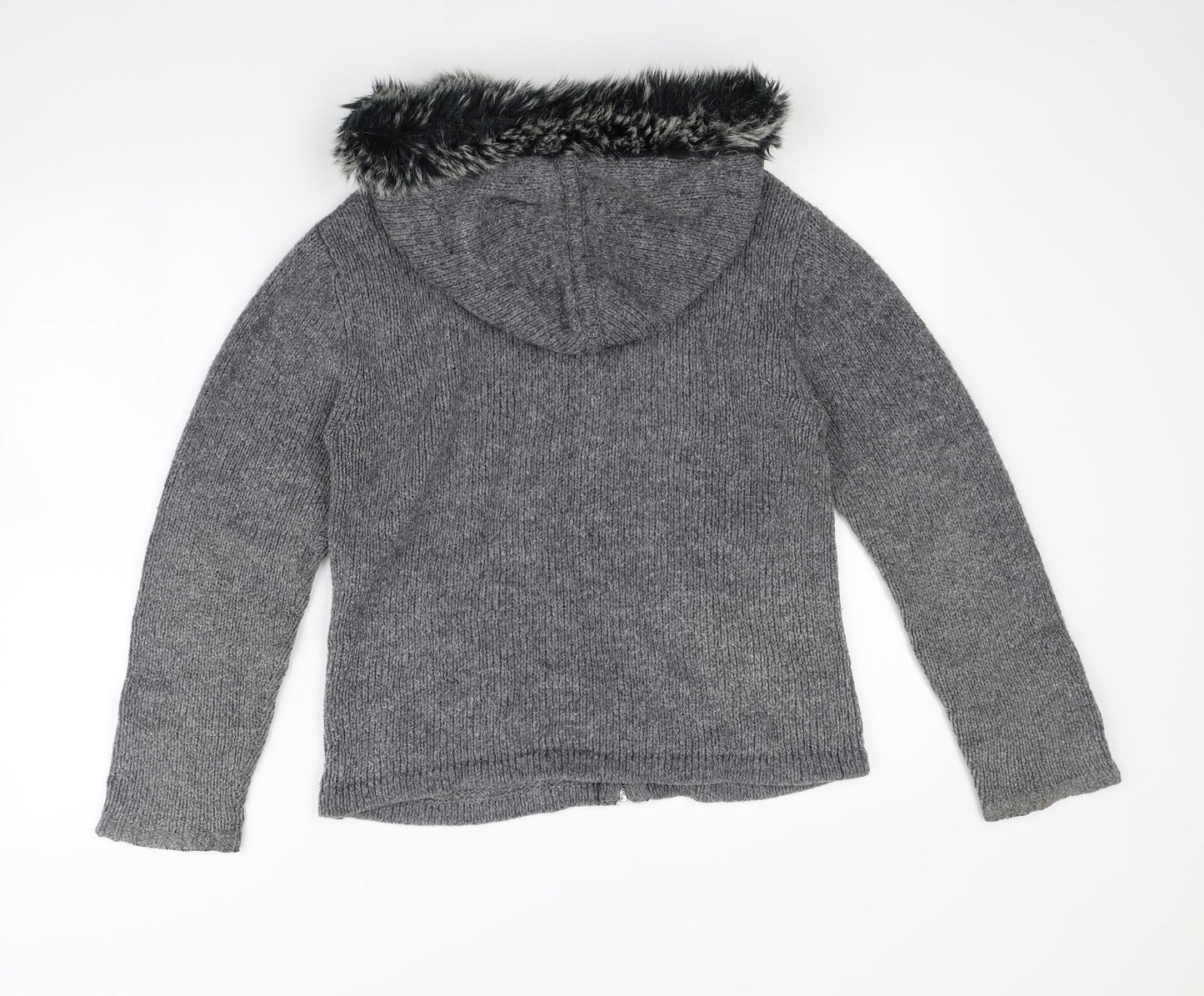 Wallis Womens Grey   Full Zip Hoodie Size 10