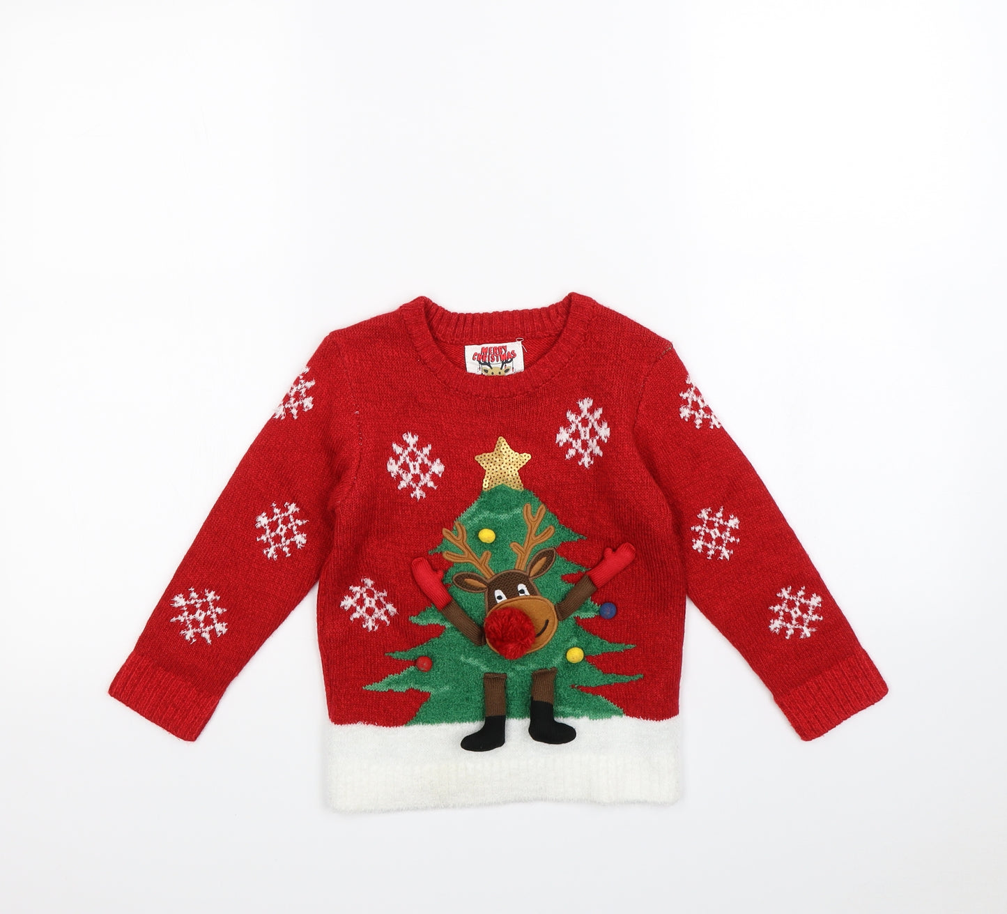 F&F Boys Red   Pullover Jumper Size 3 Years  - Christmas jumper