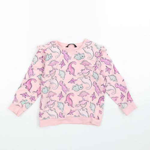 George Girls Pink Spotted  Pullover Jumper Size 4 Years  - Dinosaur
