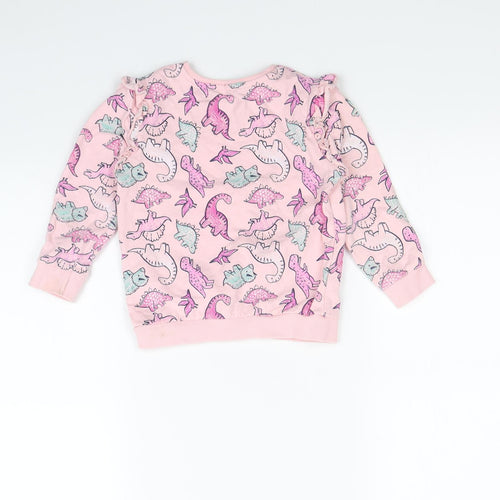 George Girls Pink Spotted  Pullover Jumper Size 4 Years  - Dinosaur