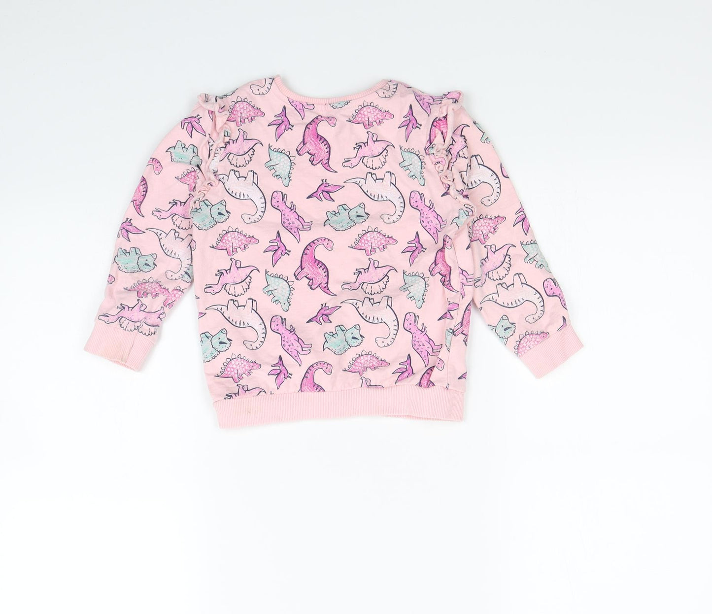 George Girls Pink Spotted  Pullover Jumper Size 4 Years  - Dinosaur