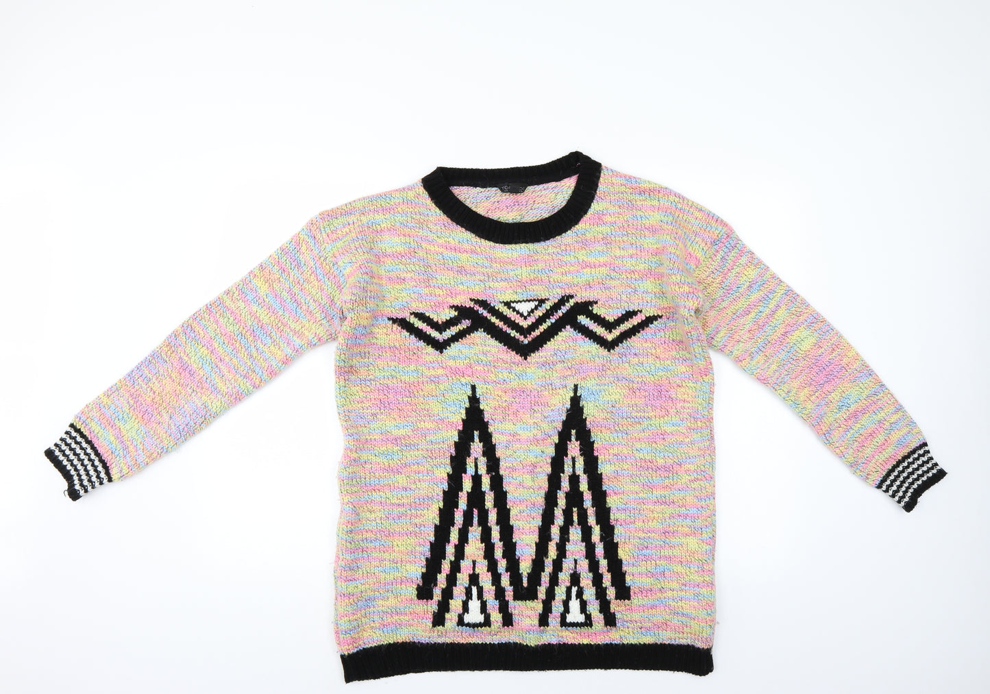 Top Shop Womens Multicoloured Geometric  Pullover Jumper Size 12  - Aztec Design