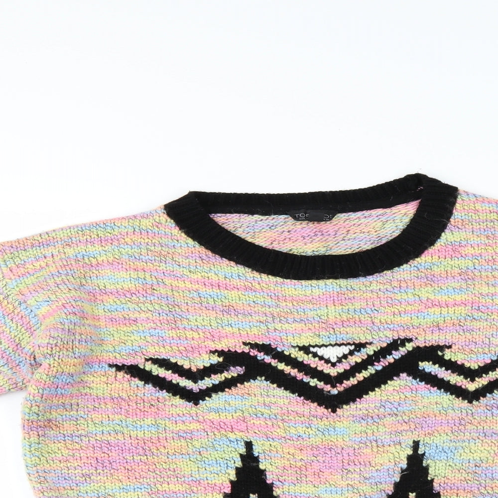 Top Shop Womens Multicoloured Geometric  Pullover Jumper Size 12  - Aztec Design