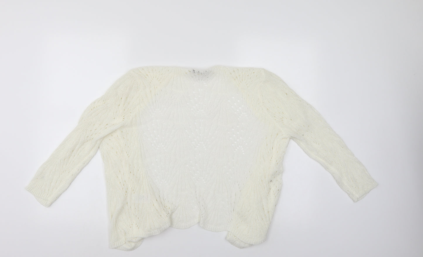 David Emanuel Womens White Floral  Cardigan Jumper Size M