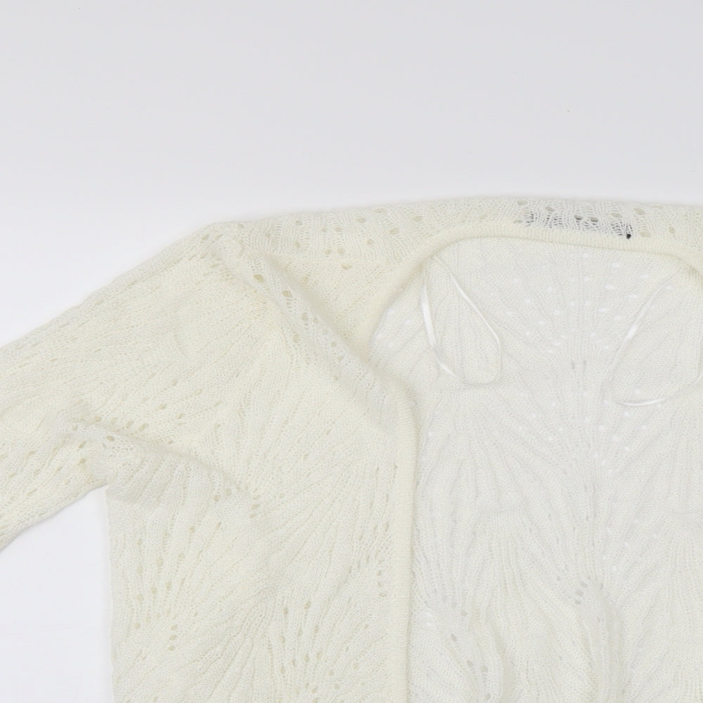 David Emanuel Womens White Floral  Cardigan Jumper Size M