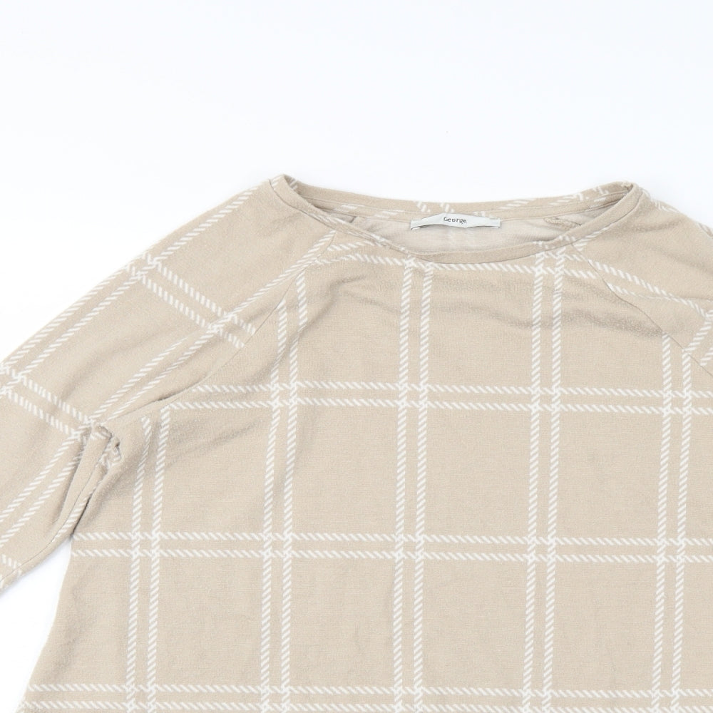 George Womens Beige Check  Tunic Blouse Size 10