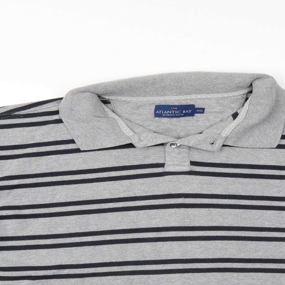 Atlantic Bay Mens Grey Striped  Pullover Sweatshirt Size 2XL