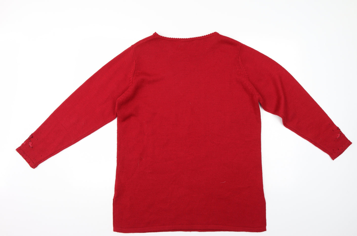 Marks and Spencer Womens Red Floral  Pullover Jumper Size 14