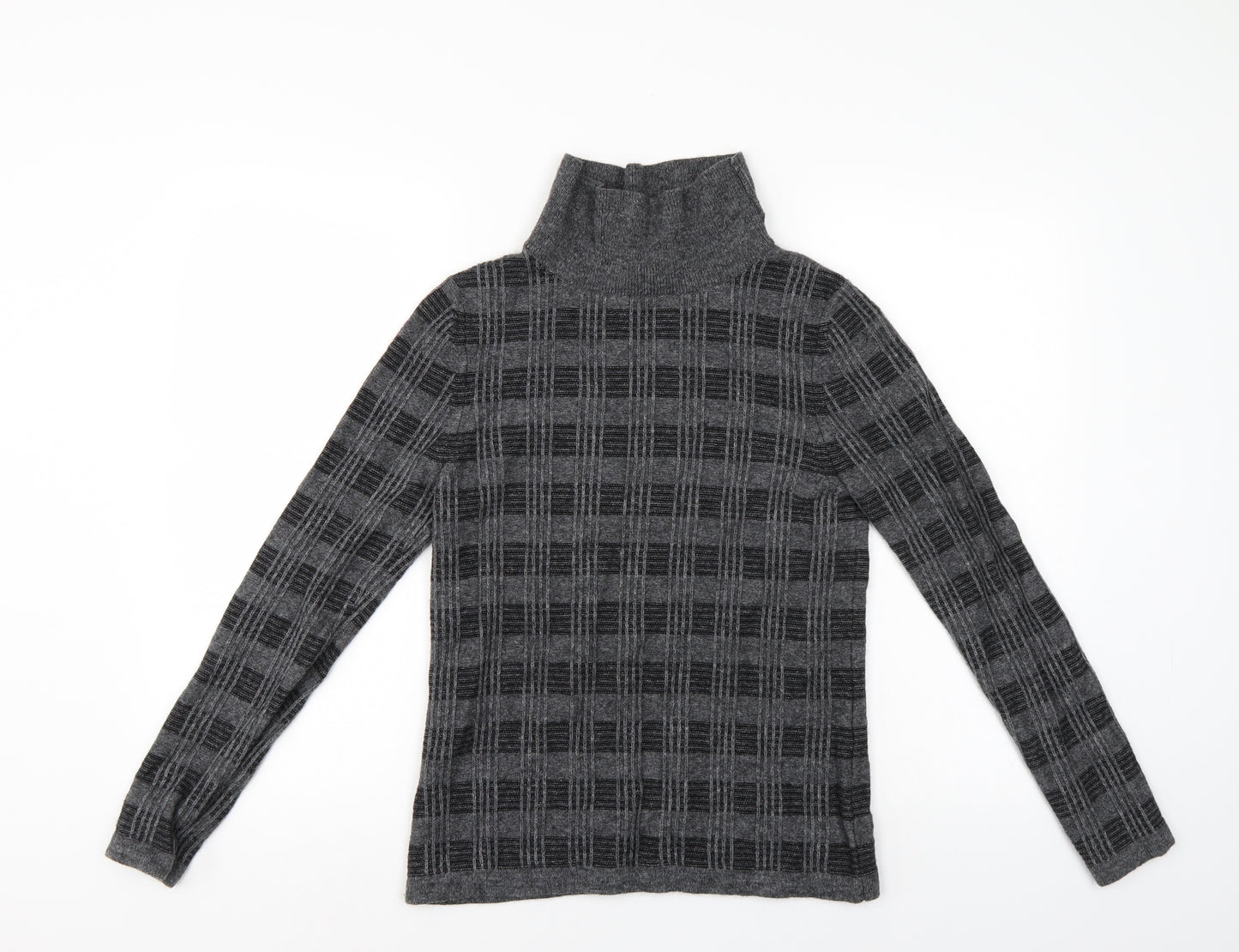 Laura Ashley Womens Grey Check  Pullover Jumper Size 8