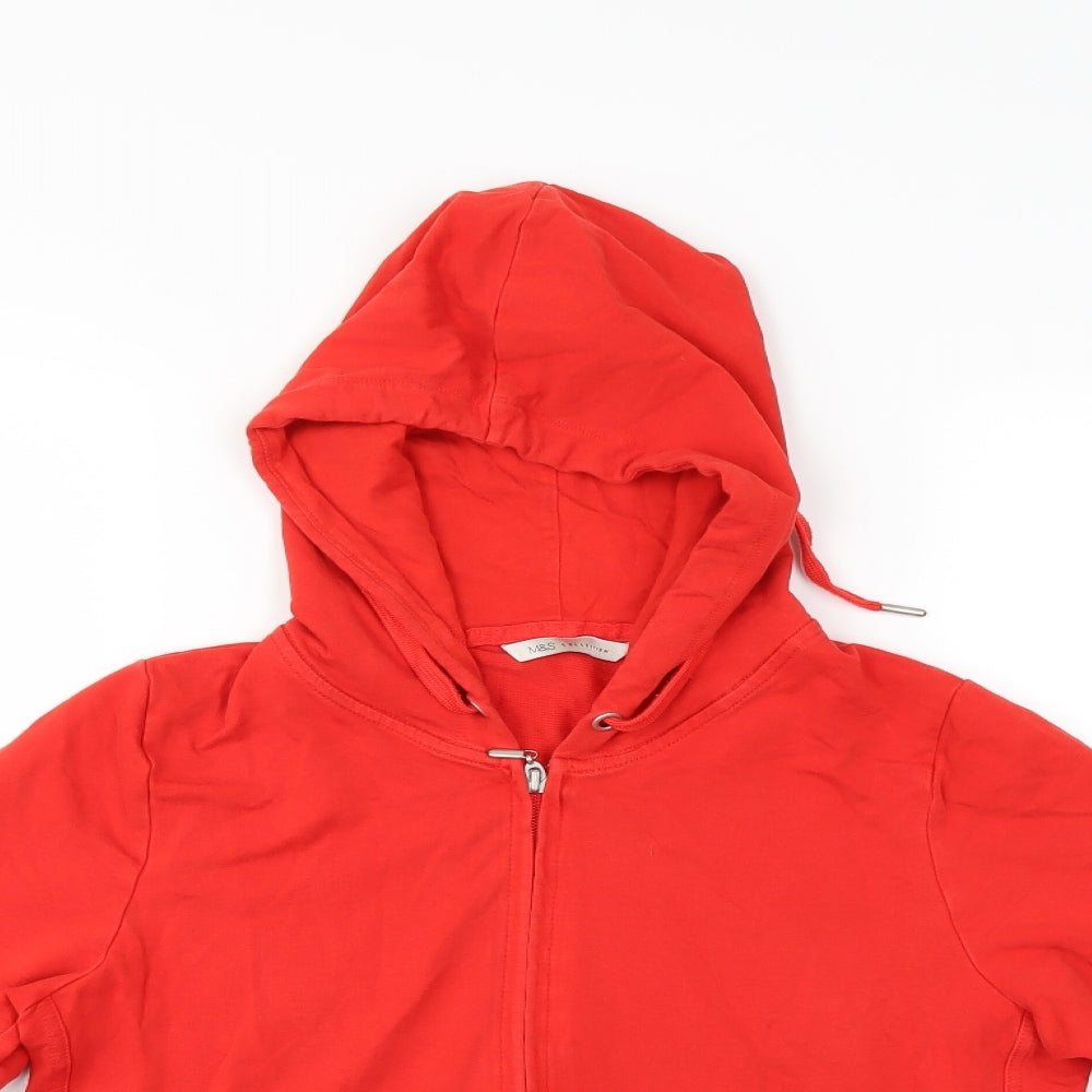 M&S Womens Red   Full Zip Hoodie Size 12