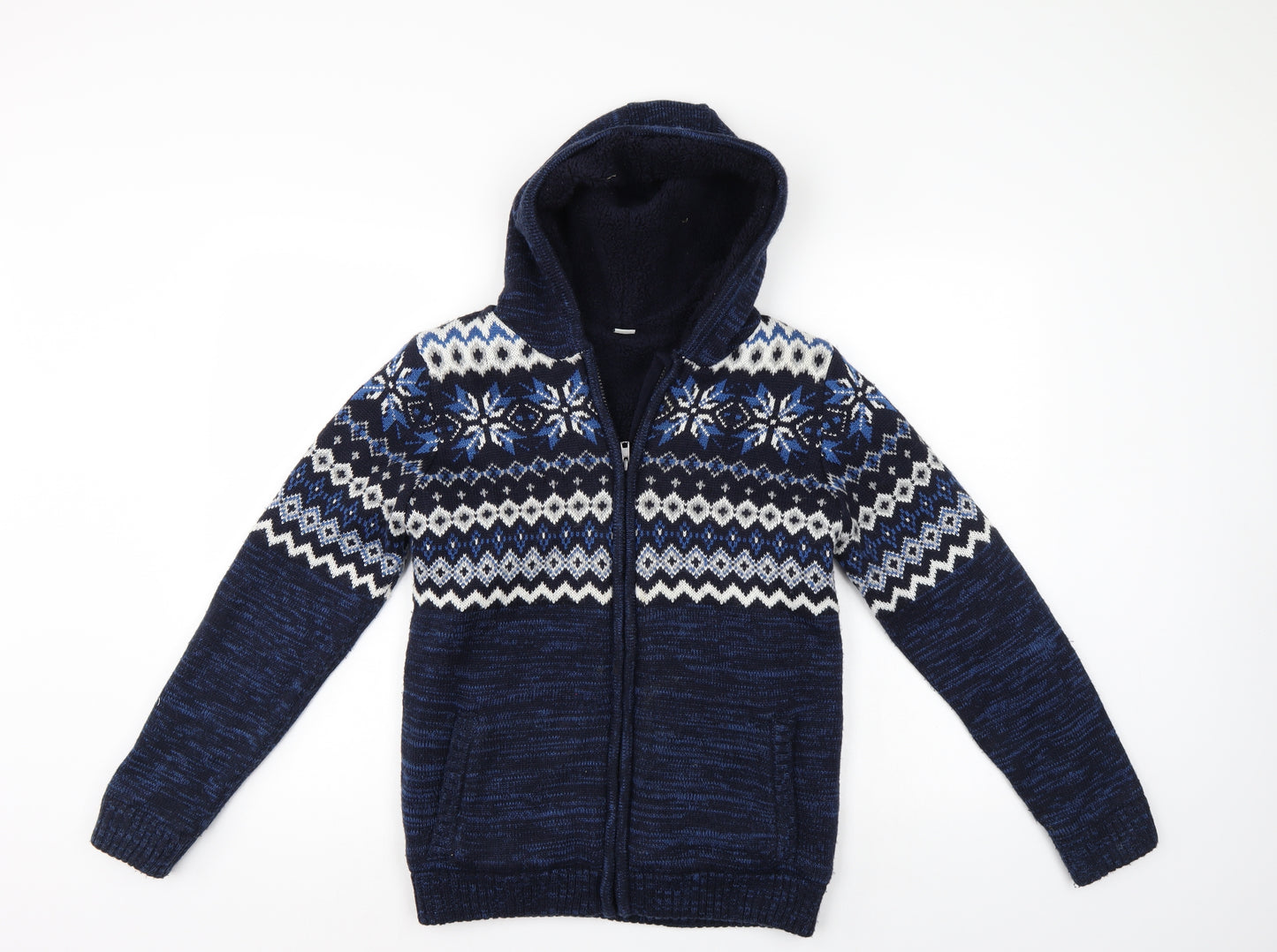TU Boys Blue Argyle/Diamond  Full Zip Hoodie Size 13 Years