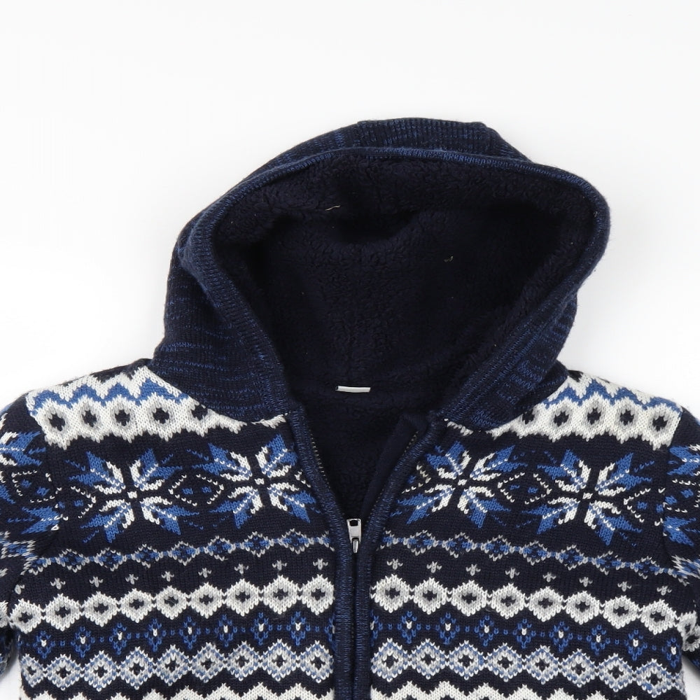 TU Boys Blue Argyle/Diamond  Full Zip Hoodie Size 13 Years
