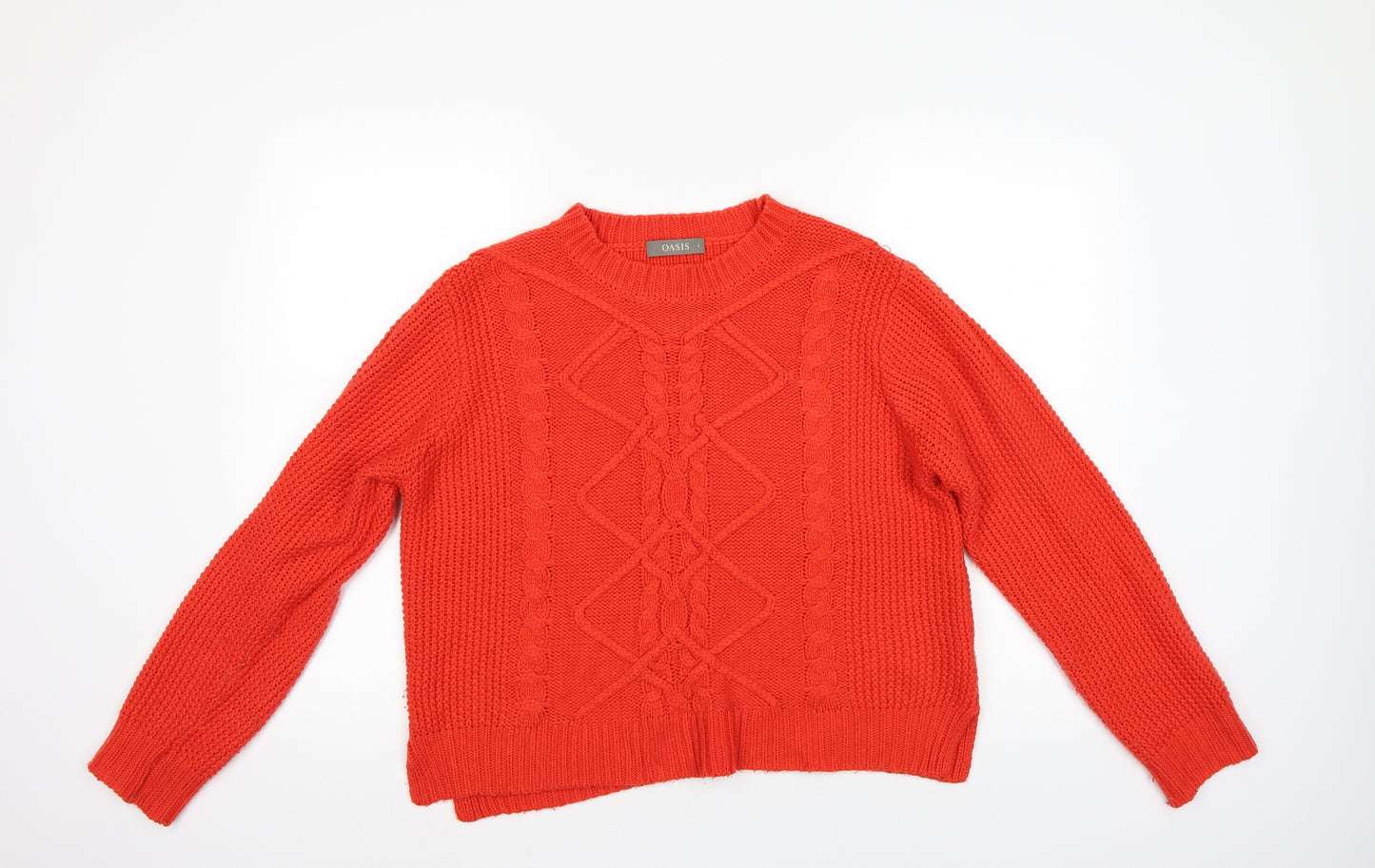 Oasis Womens Orange Fair Isle  Pullover Jumper Size L