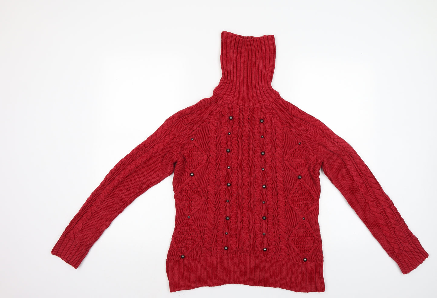Relativity Womens Red Fair Isle  Pullover Jumper Size M