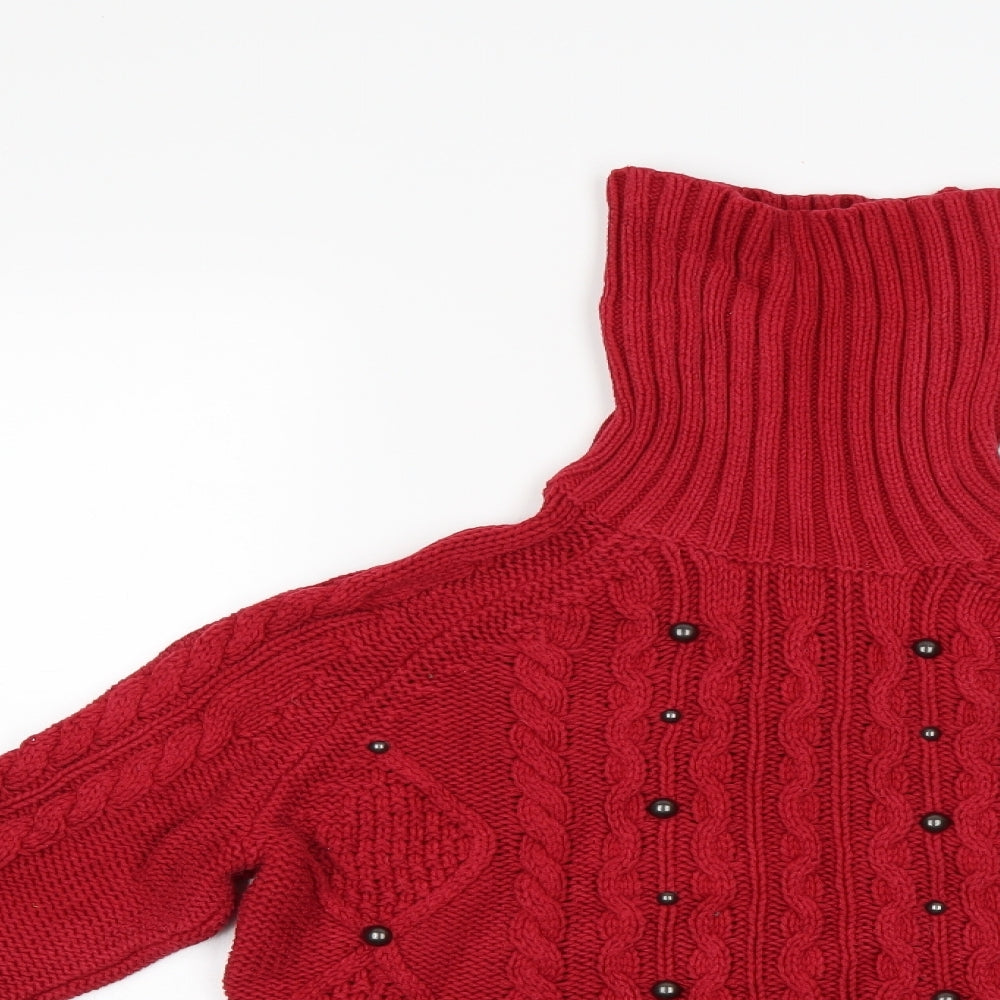 Relativity Womens Red Fair Isle  Pullover Jumper Size M